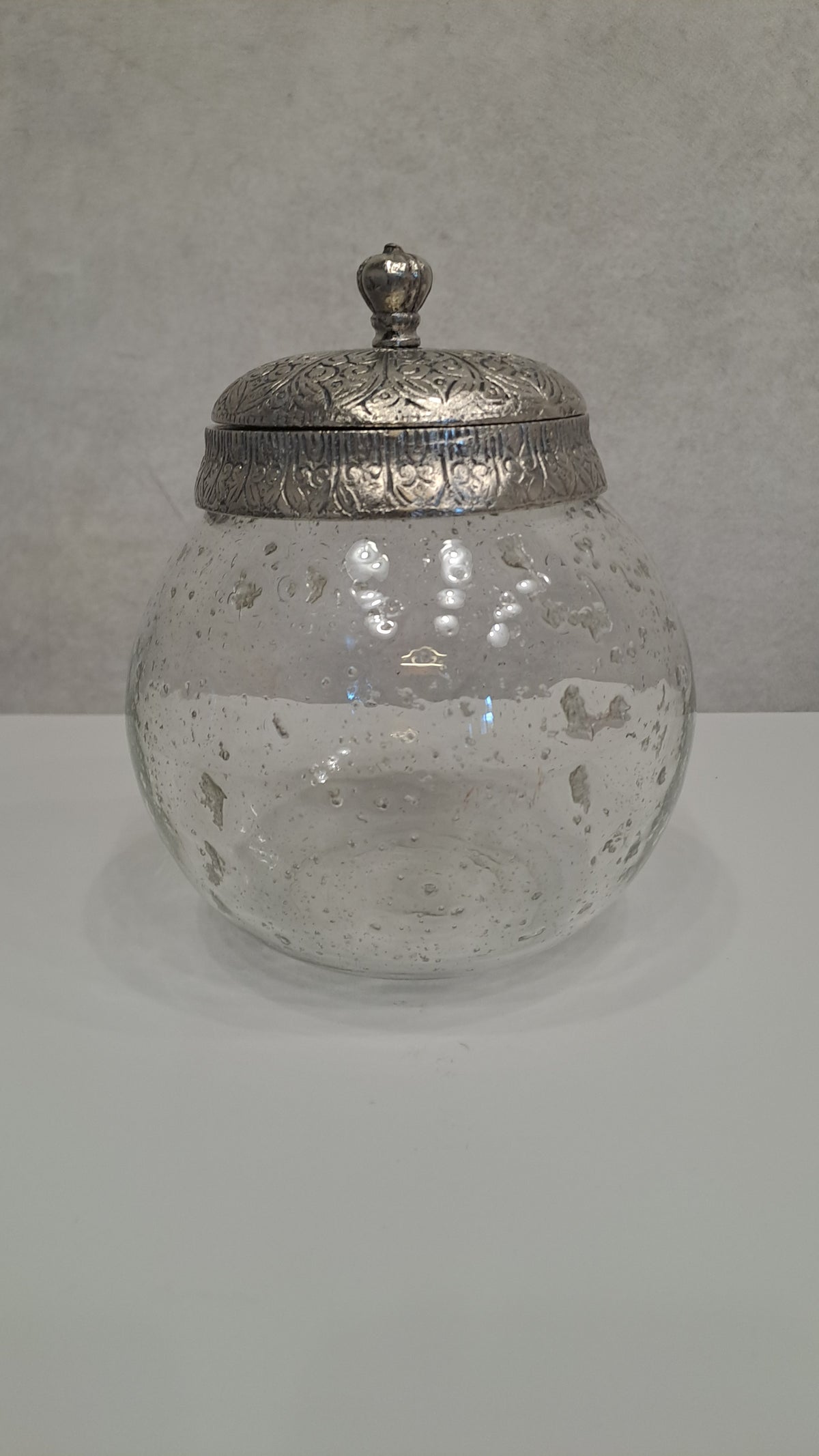 Vintage Vorratsglas Bonbonglas Bauernsilber Metall-Deckel