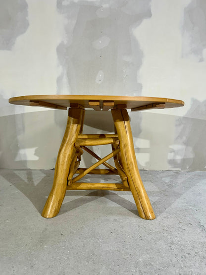 Rustikaler Gartentisch Teak Holz Esstisch rund massiv stabil