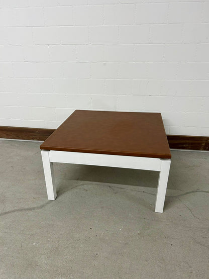 Couchtisch Beistelltisch brauner Lederlook Gestell weiss
