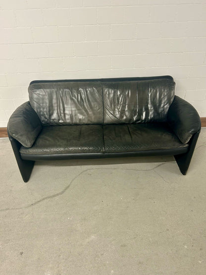 Leolux Leder Sofa Schwarz/GrauVintage Retro 80er Jahre