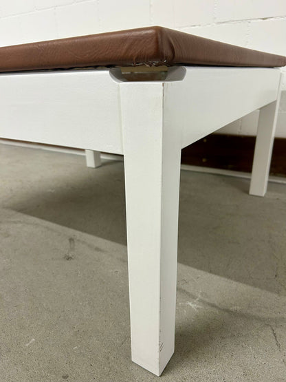 Couchtisch Beistelltisch brauner Lederlook Gestell weiss