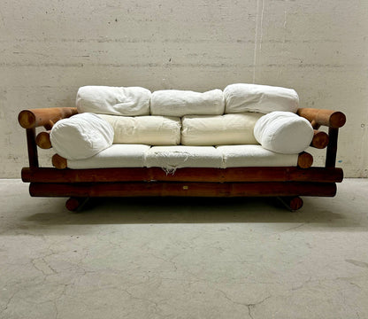 Skulpturales Bambus-Rattan-Sofa, 1970er Jahre