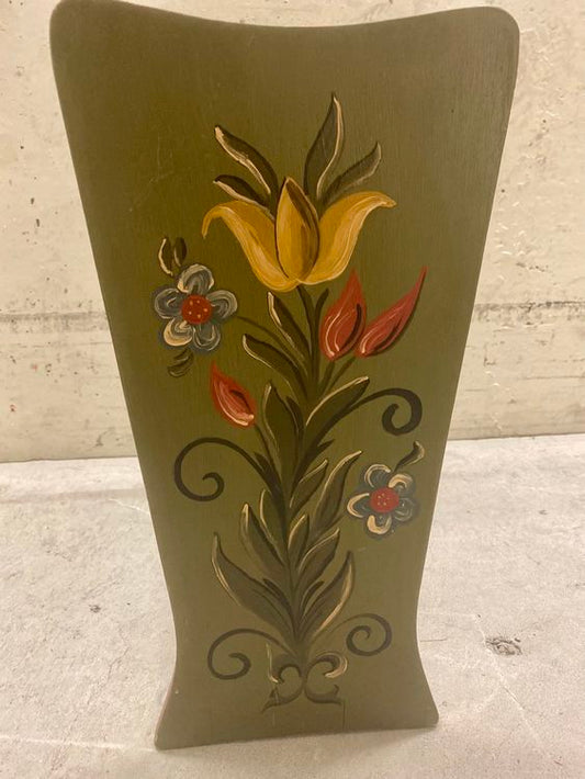 Schirmständer Vintage Blumen handbemalt grün 60er