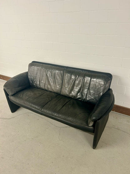 Leolux Leder Sofa Schwarz/GrauVintage Retro 80er Jahre