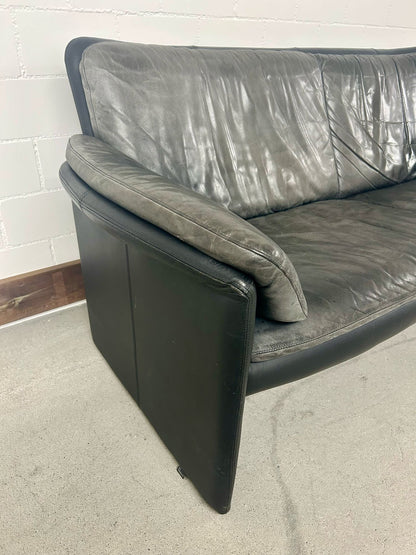 Leolux Leder Sofa Schwarz/GrauVintage Retro 80er Jahre