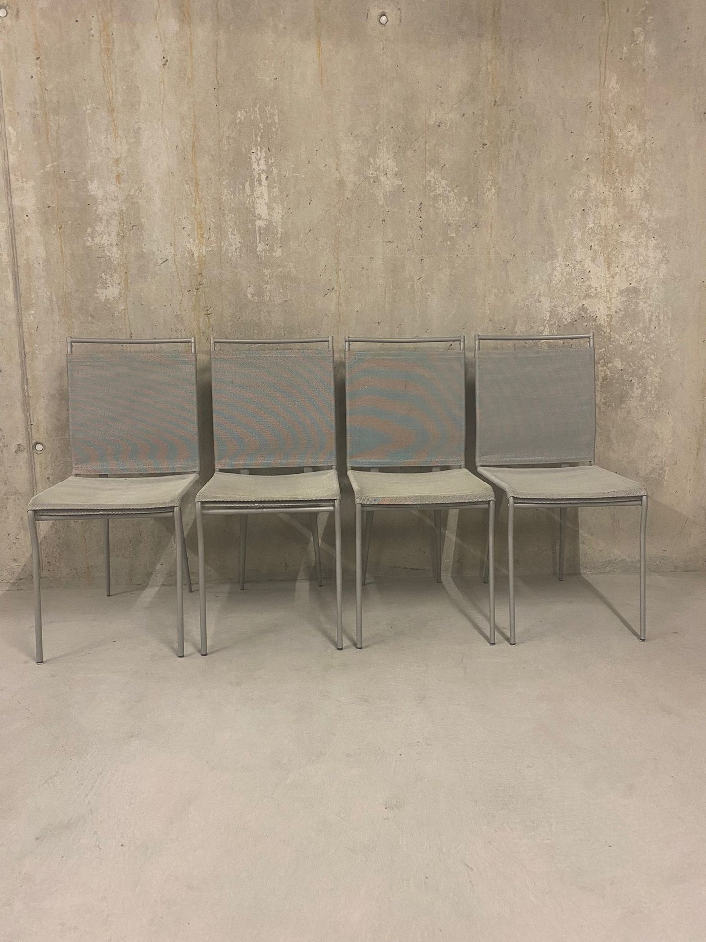 4er Set Moderne Esszimmerstühle, Stoff/Metall, grau, Stühle