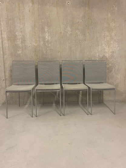 4er Set Moderne Esszimmerstühle, Stoff/Metall, grau, Stühle