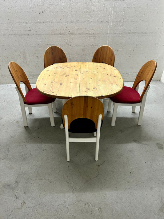 Tisch + 5 Essstühle von Niels Koefoed für Koefoeds