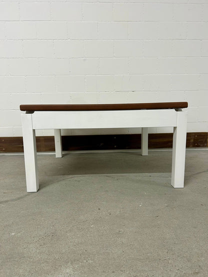 Couchtisch Beistelltisch brauner Lederlook Gestell weiss