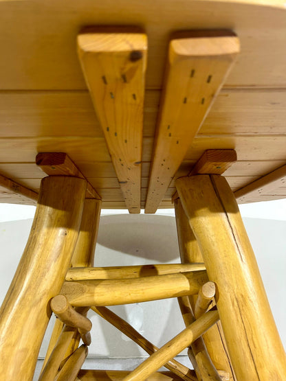 Rustikaler Gartentisch Teak Holz Esstisch rund massiv stabil