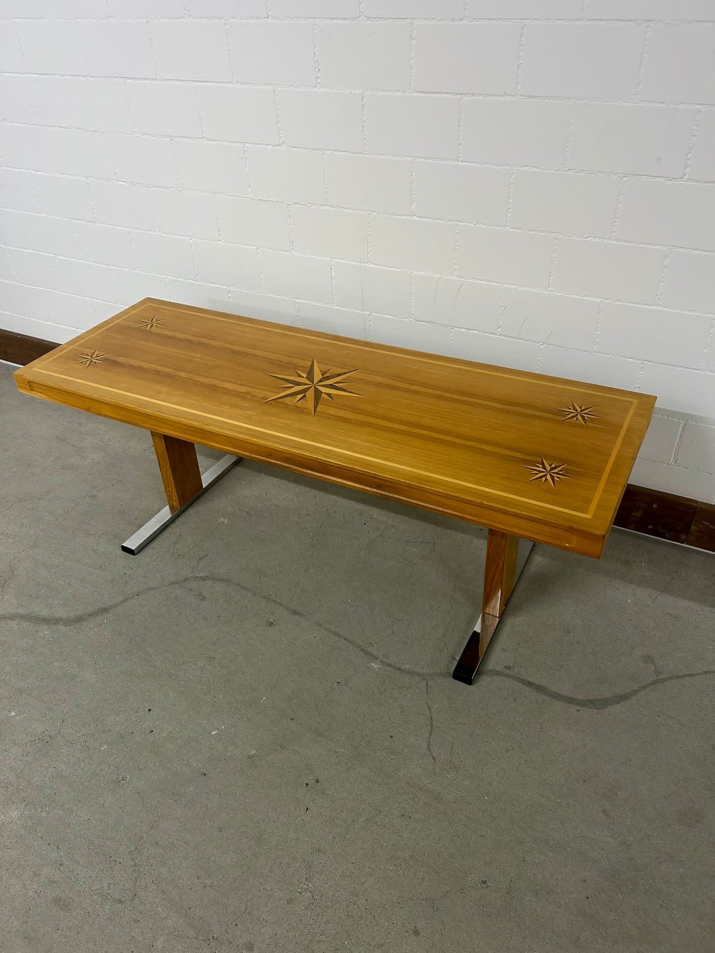 Vintage Couchtisch Salontisch mit Sternmuster Intarsien