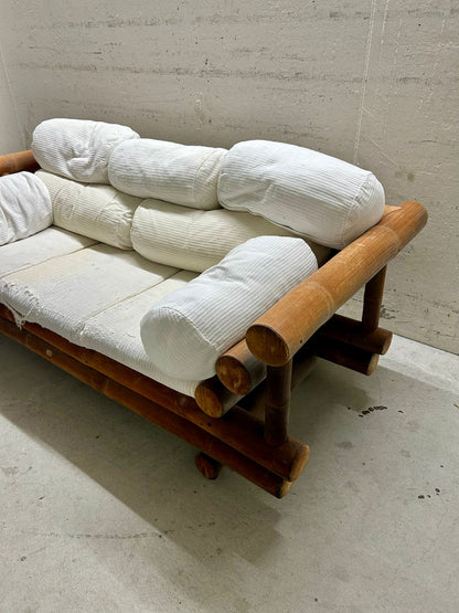 Skulpturales Bambus-Rattan-Sofa, 1970er Jahre