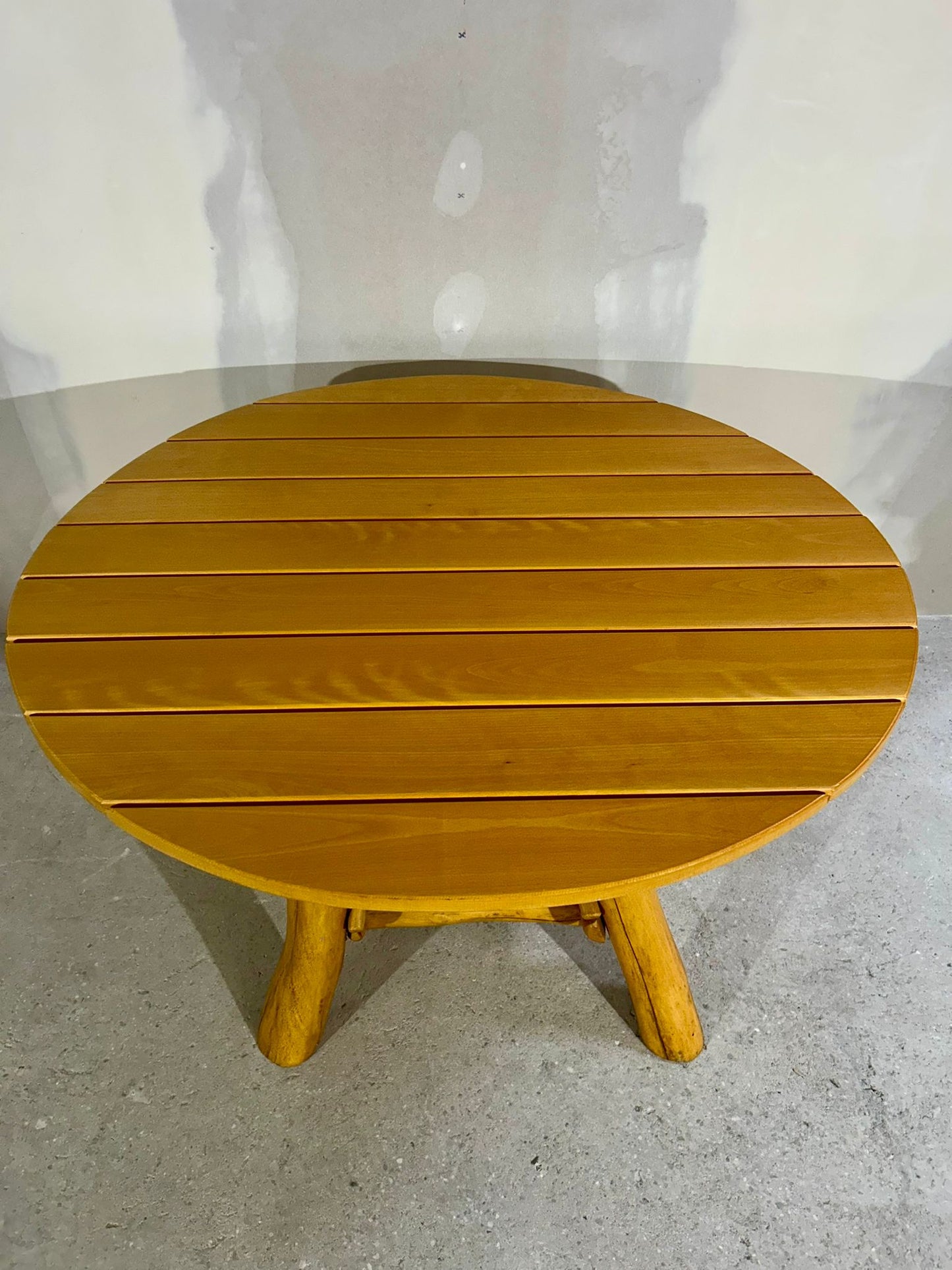 Rustikaler Gartentisch Teak Holz Esstisch rund massiv stabil