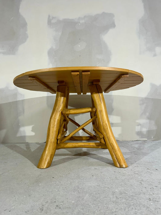 Rustikaler Gartentisch Teak Holz Esstisch rund massiv stabil