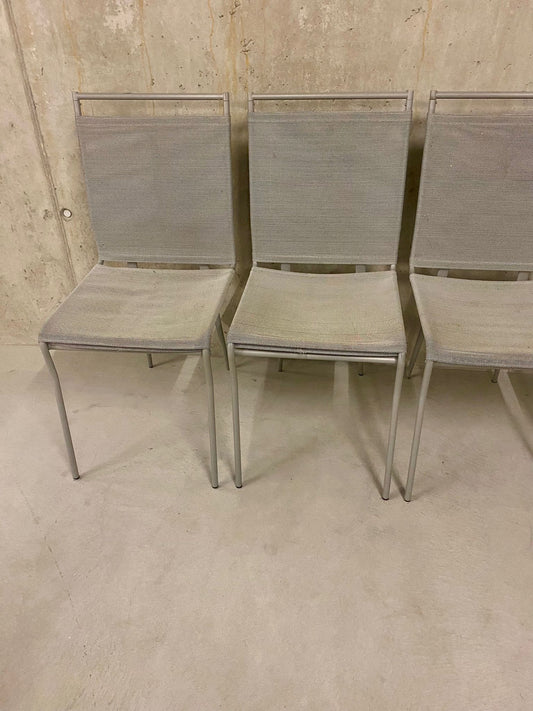 4er Set Moderne Esszimmerstühle, Stoff/Metall, grau, Stühle