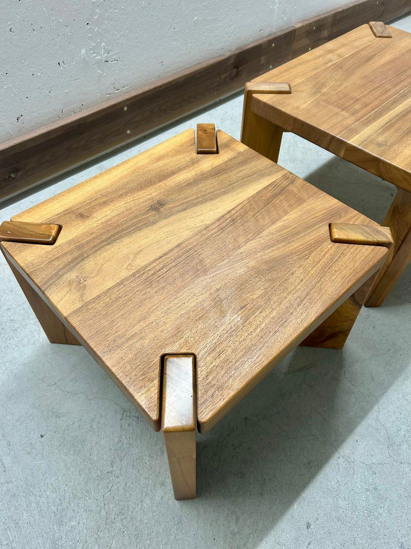 2er Set Holz Beistelltisch Massiv Vintage Couchtisch