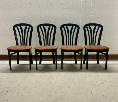 4er Set Holzstühle, Vintage Design, schwarz/orange, Top!