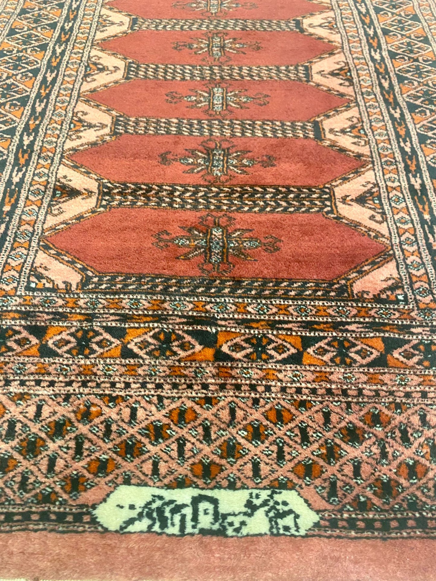Vintage roter Orient Teppich Läufer Wandteppich