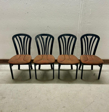 4er Set Holzstühle, Vintage Design, schwarz/orange, Top!