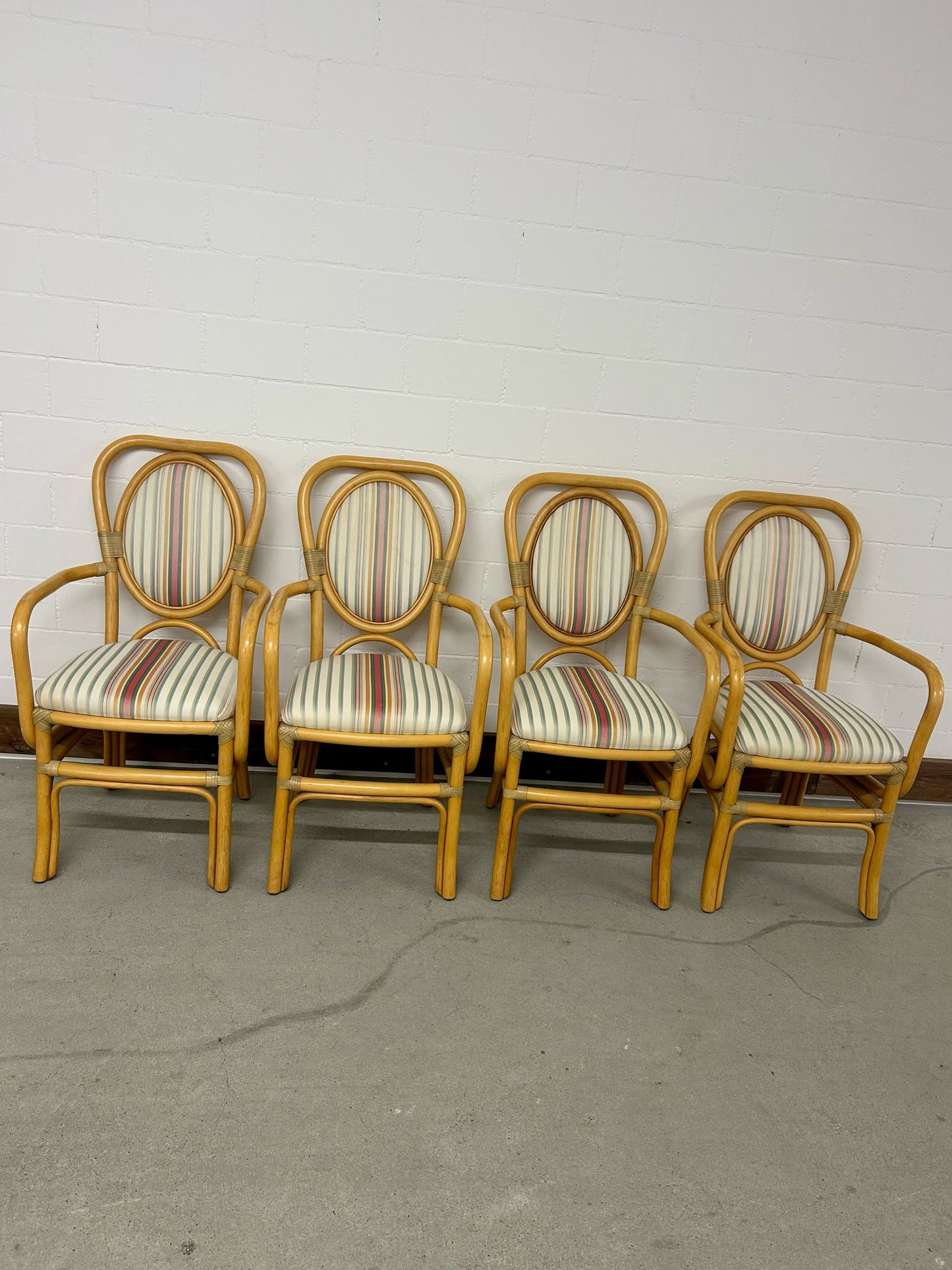 4 Bambus Stühle Esszimmer/ Garten Stühle Vintage 70er Jahre
