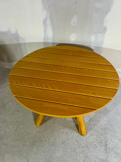 Rustikaler Gartentisch Teak Holz Esstisch rund massiv stabil