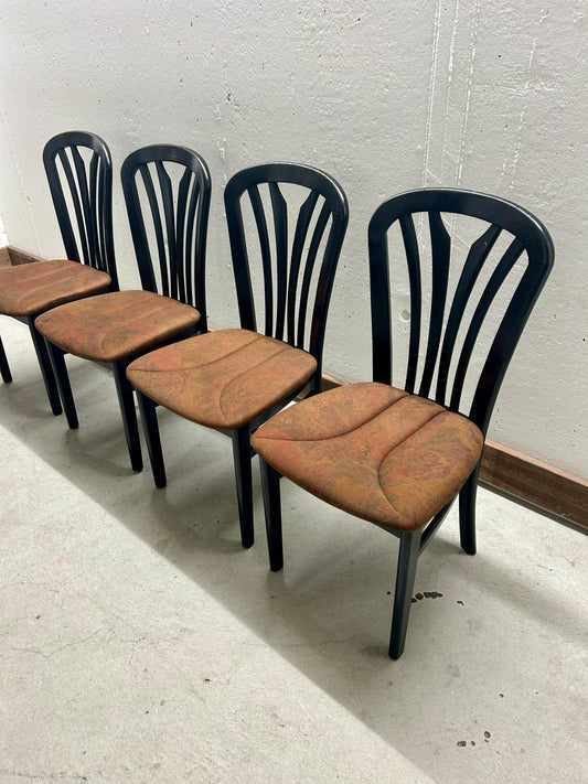 4er Set Holzstühle, Vintage Design, schwarz/orange, Top!