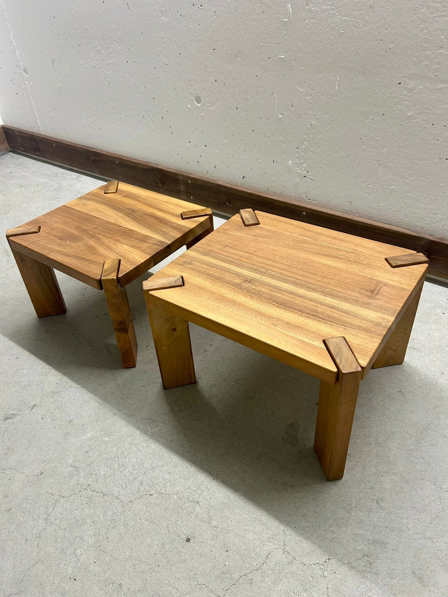 2er Set Holz Beistelltisch Massiv Vintage Couchtisch