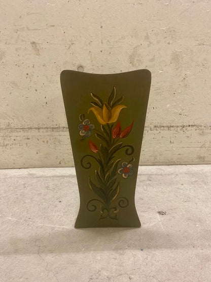Schirmständer Vintage Blumen handbemalt grün 60er