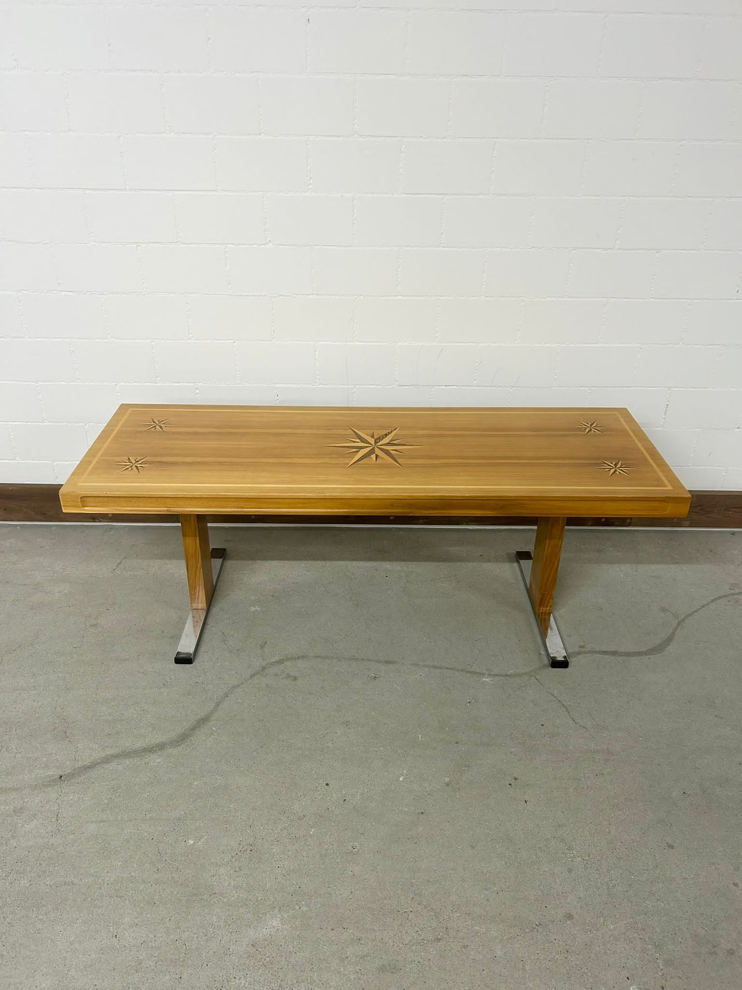 Vintage Couchtisch Salontisch mit Sternmuster Intarsien