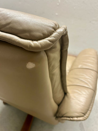 Mid-Century Leder Drehsessel, Möbelindustrie SEM