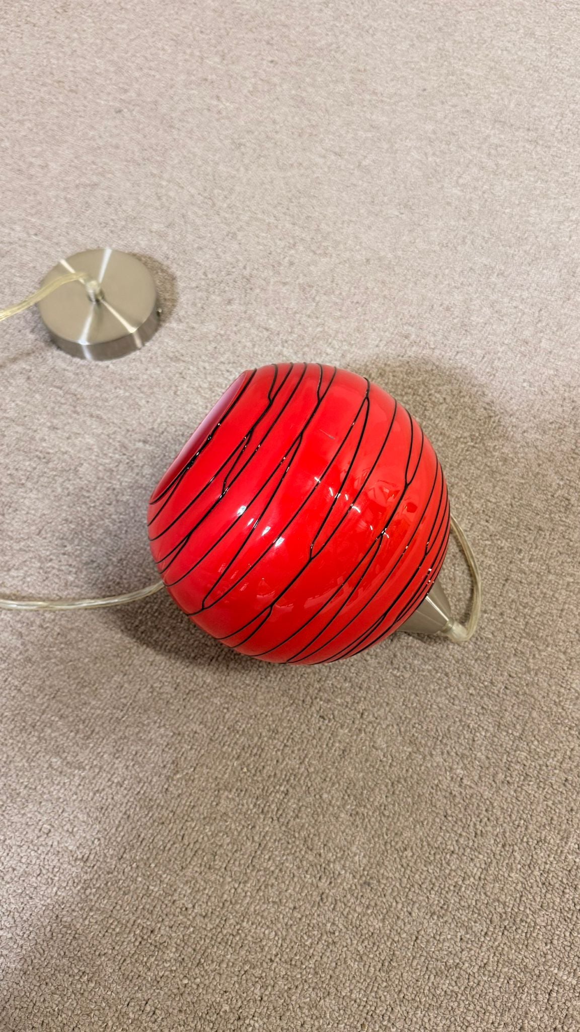 Rote retro Glas Hängeleuchte Kugellampe Pendellampe