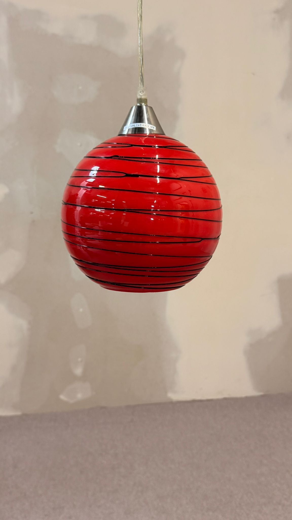 Rote retro Glas Hängeleuchte Kugellampe Pendellampe