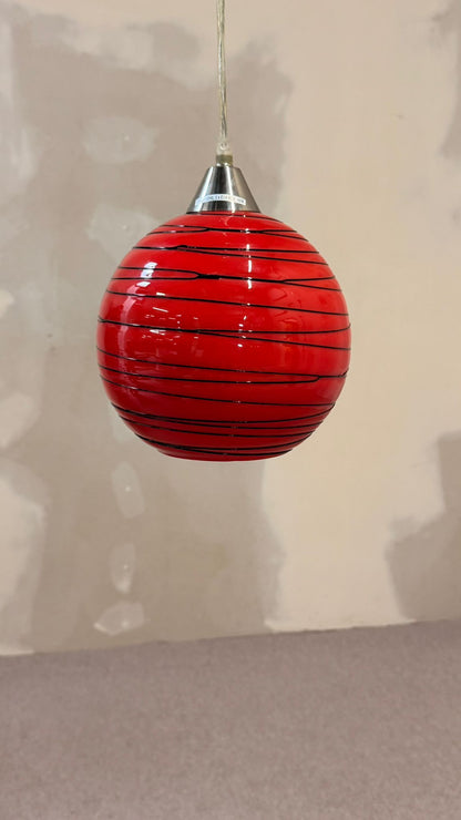 Rote retro Glas Hängeleuchte Kugellampe Pendellampe