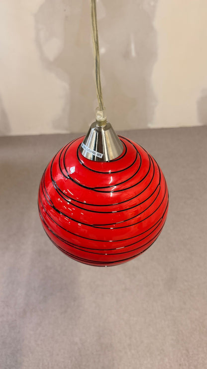 Rote retro Glas Hängeleuchte Kugellampe Pendellampe