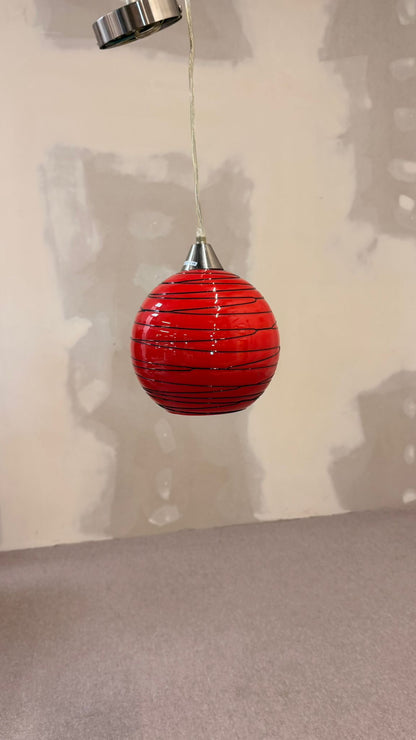 Rote retro Glas Hängeleuchte Kugellampe Pendellampe