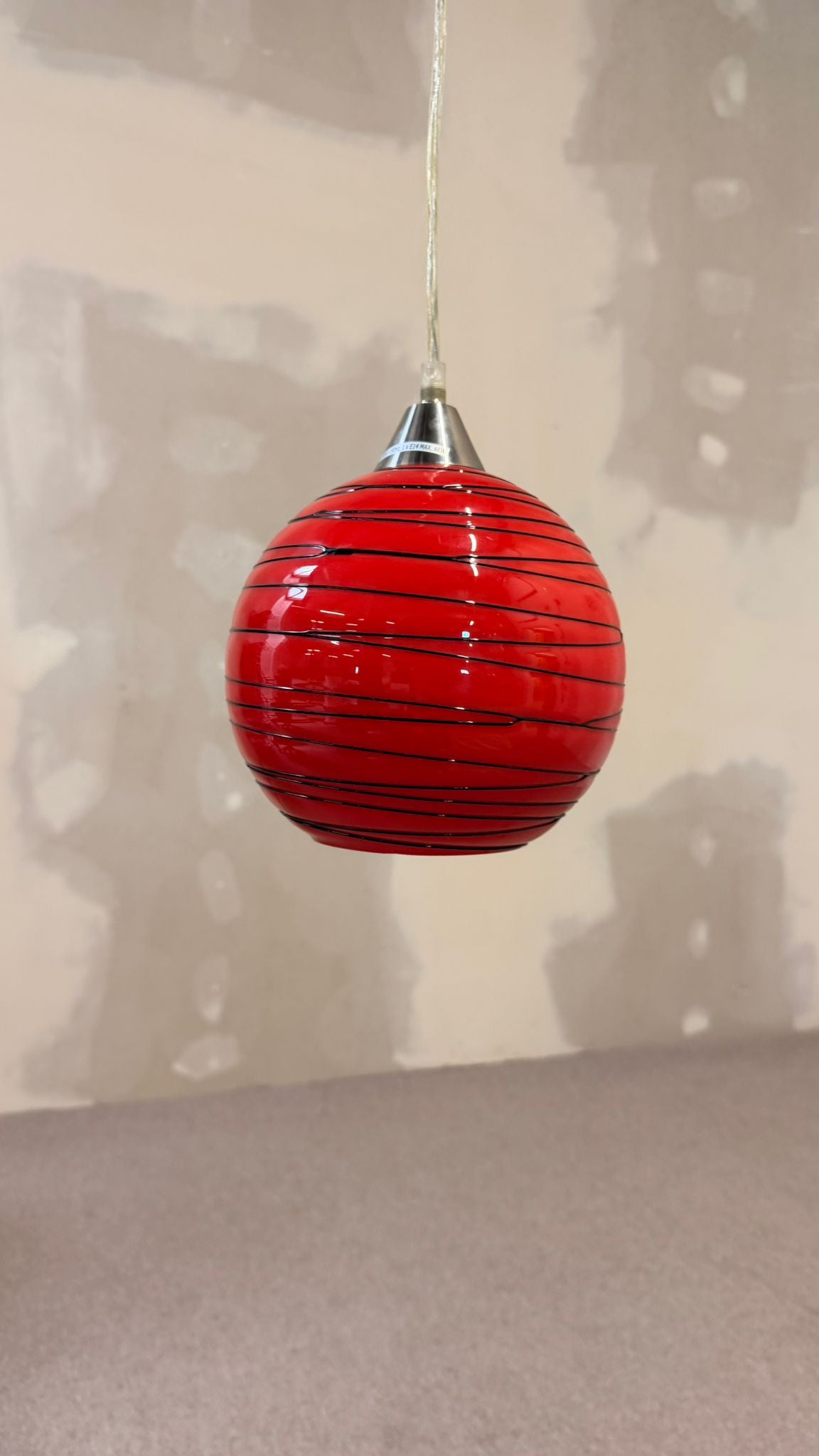 Rote retro Glas Hängeleuchte Kugellampe Pendellampe