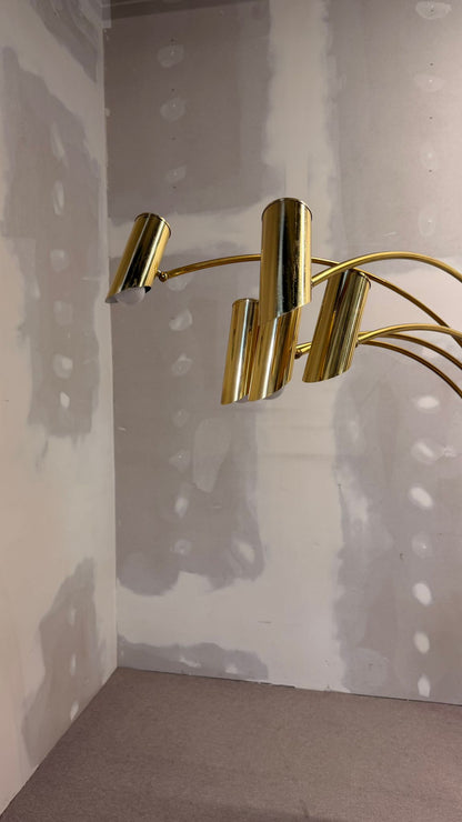 Italienische Bogenlampe mit 5 Armen Travertin Messing