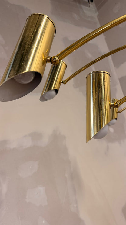 Italienische Bogenlampe mit 5 Armen Travertin Messing