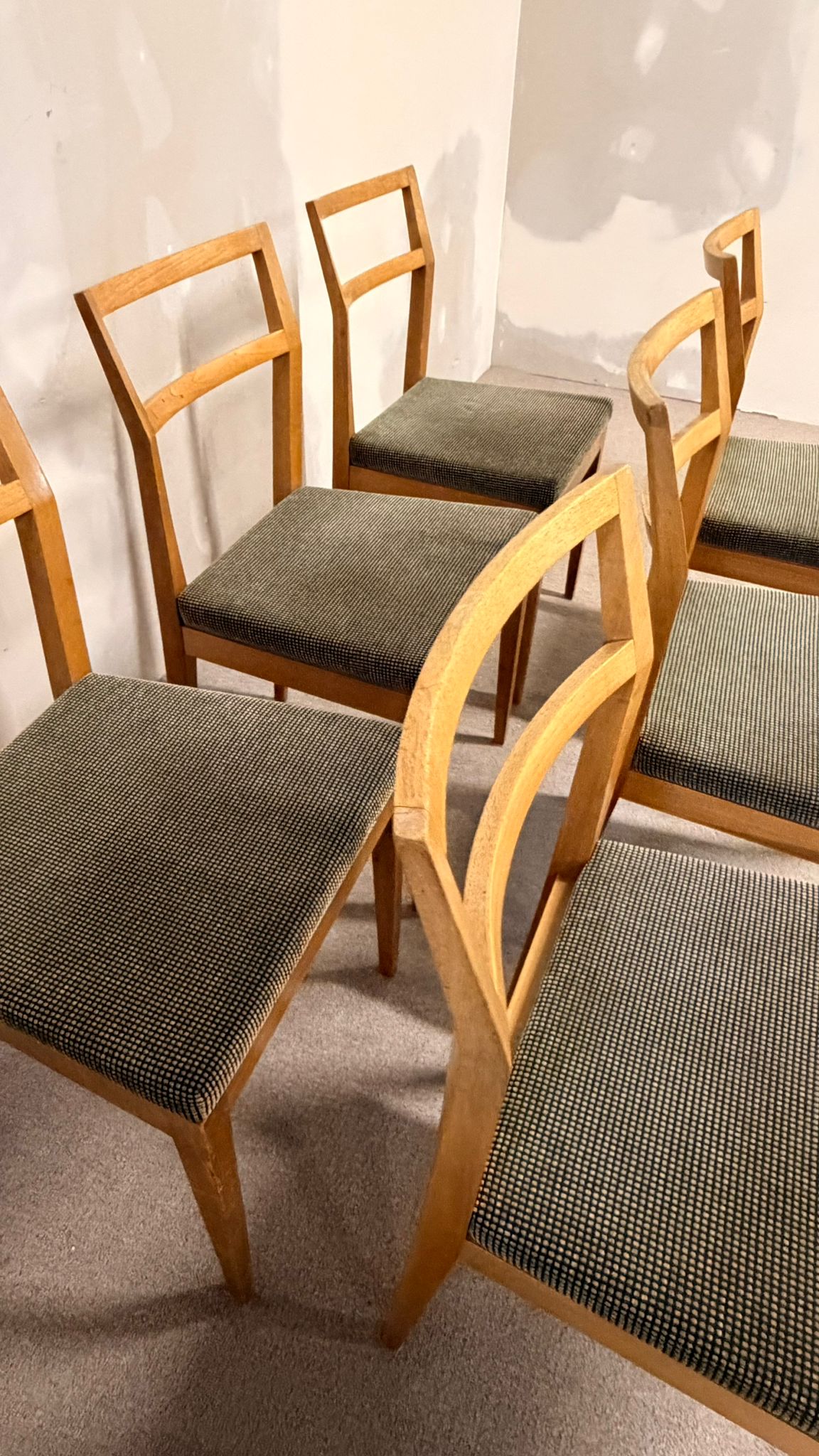 6er Set Mid Century dänische Esszimmerstühle Teakholz Stil