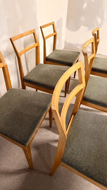 6er Set Mid Century dänische Esszimmerstühle Teakholz Stil