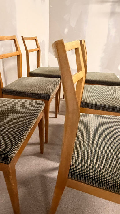 6er Set Mid Century dänische Esszimmerstühle Teakholz Stil