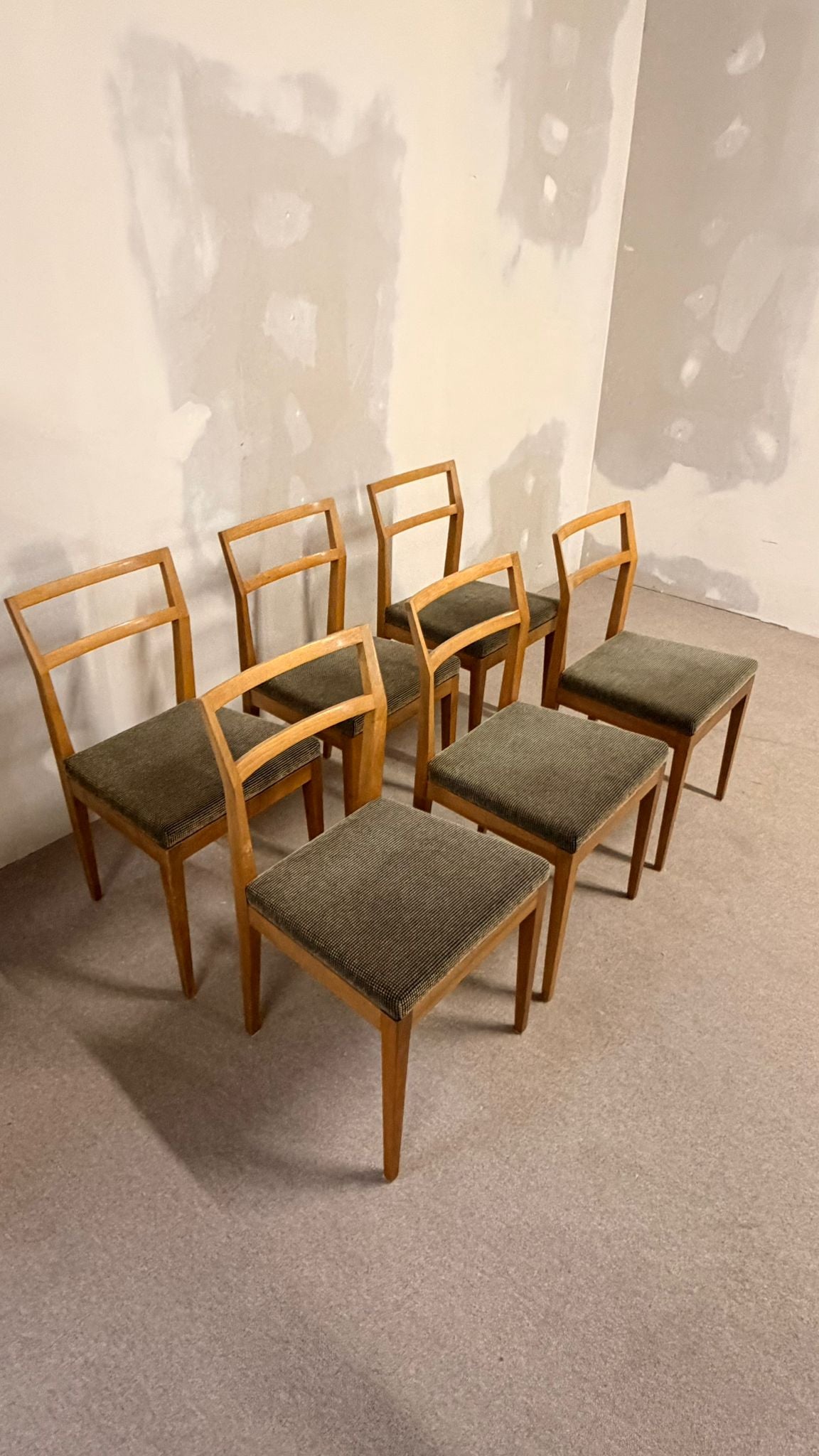 6er Set Mid Century dänische Esszimmerstühle Teakholz Stil