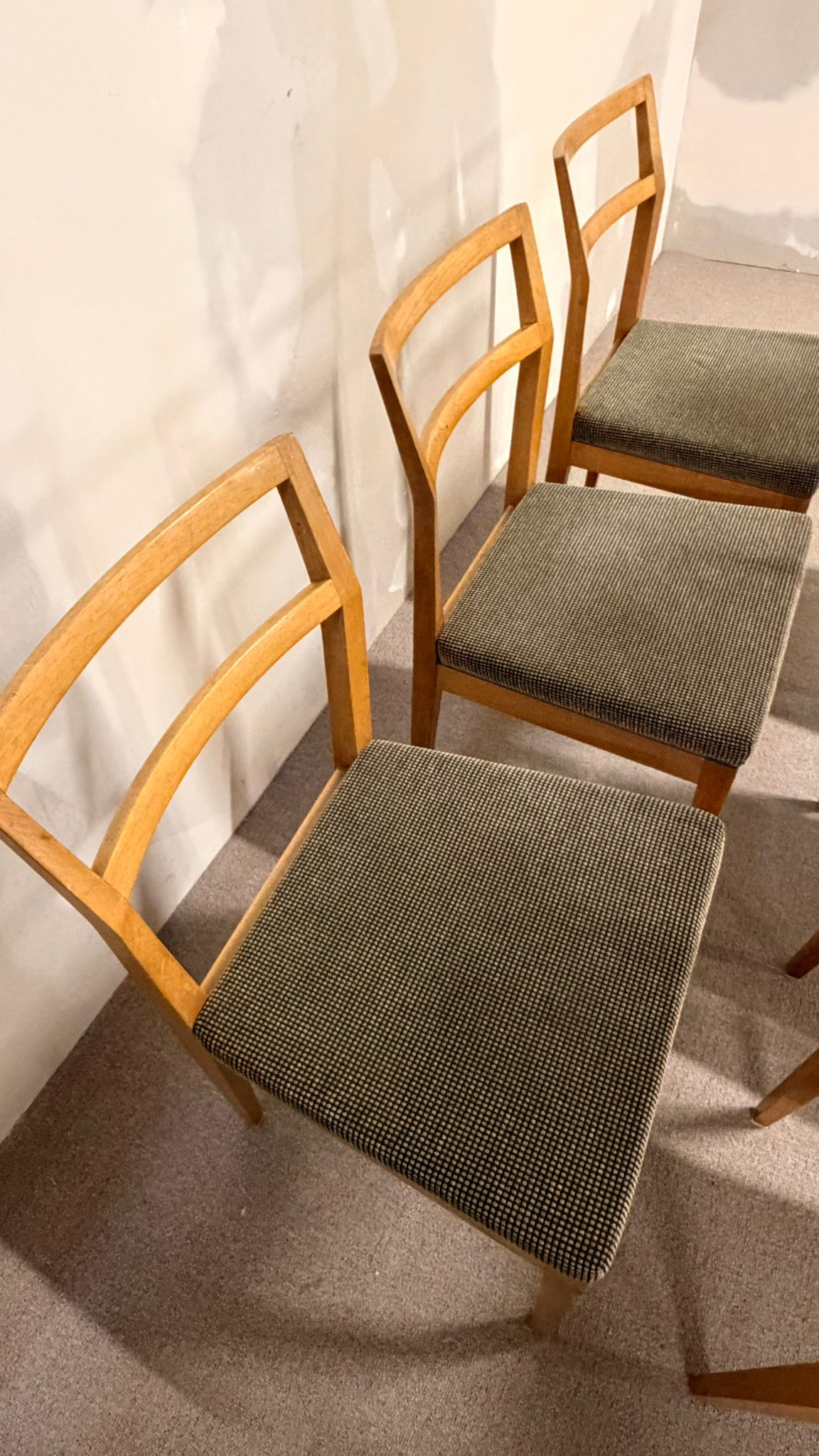 6er Set Mid Century dänische Esszimmerstühle Teakholz Stil