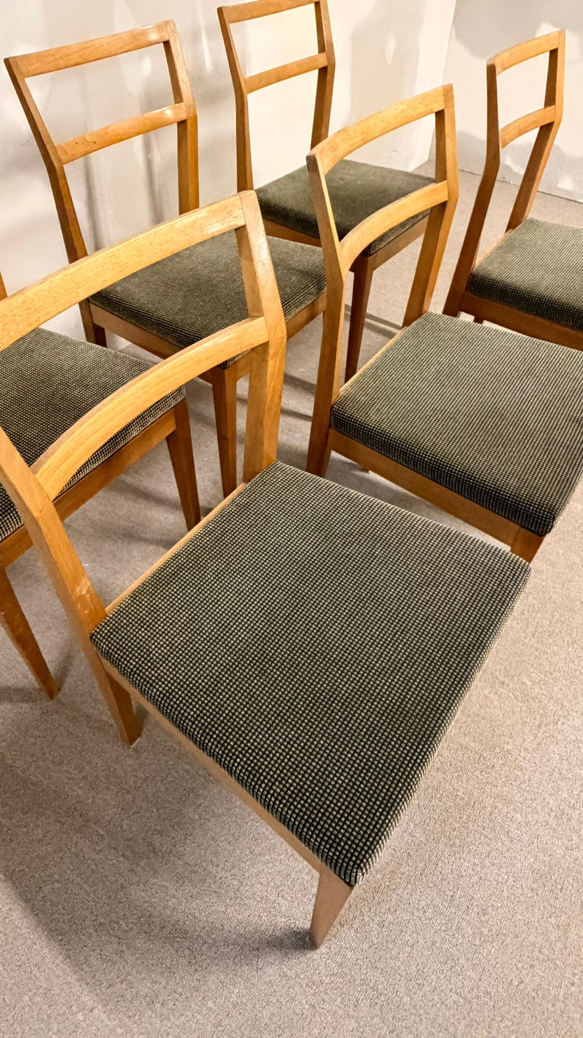 6er Set Mid Century dänische Esszimmerstühle Teakholz Stil
