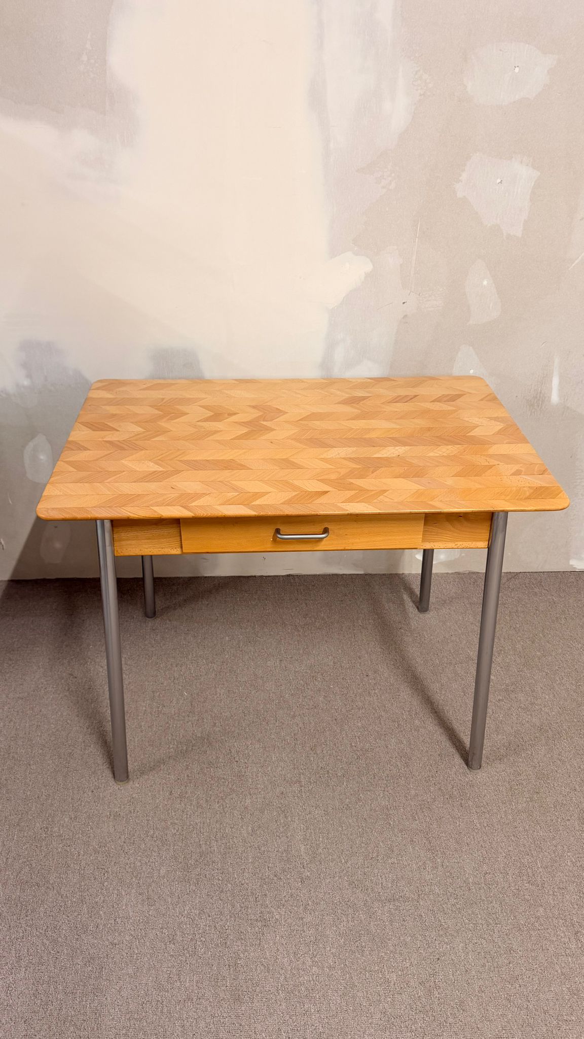 Vintage Küchentisch Esstisch Schreibtisch mit Würfelparkett