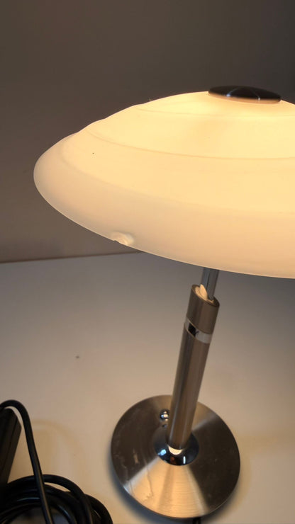 B + M Tischlampe Chrom matt/poliert Pilzlampe 90er Jahren