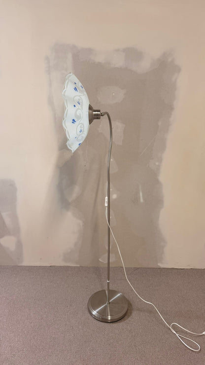 Stehlampe mit Schwanenhals Blumenmuster Lampenschirm Glas
