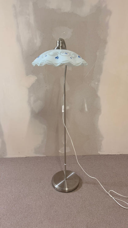 Stehlampe mit Schwanenhals Blumenmuster Lampenschirm Glas