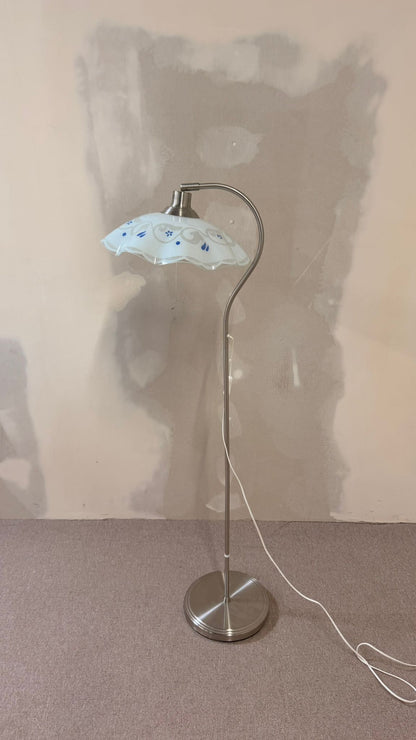 Stehlampe mit Schwanenhals Blumenmuster Lampenschirm Glas