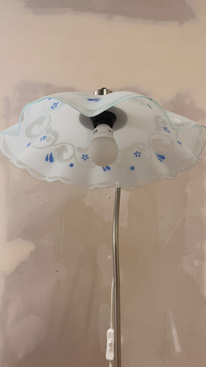 Stehlampe mit Schwanenhals Blumenmuster Lampenschirm Glas